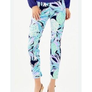 Lilly Pulitzer Ankle Pants Pineapple Print Stretch Casual‎ Size 2